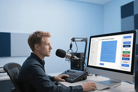 AI converting Korean-accented voice to text with real-time translation interface